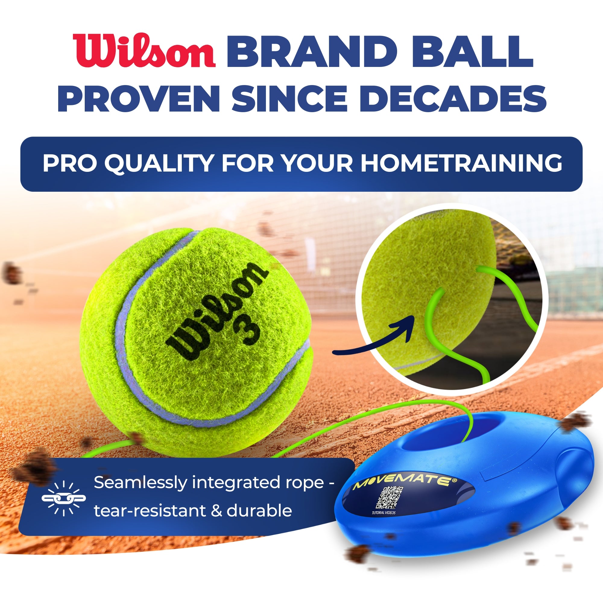 MOVEMATE Tennis Trainer Set with Wilson® Tennis Ball and Carry Bag