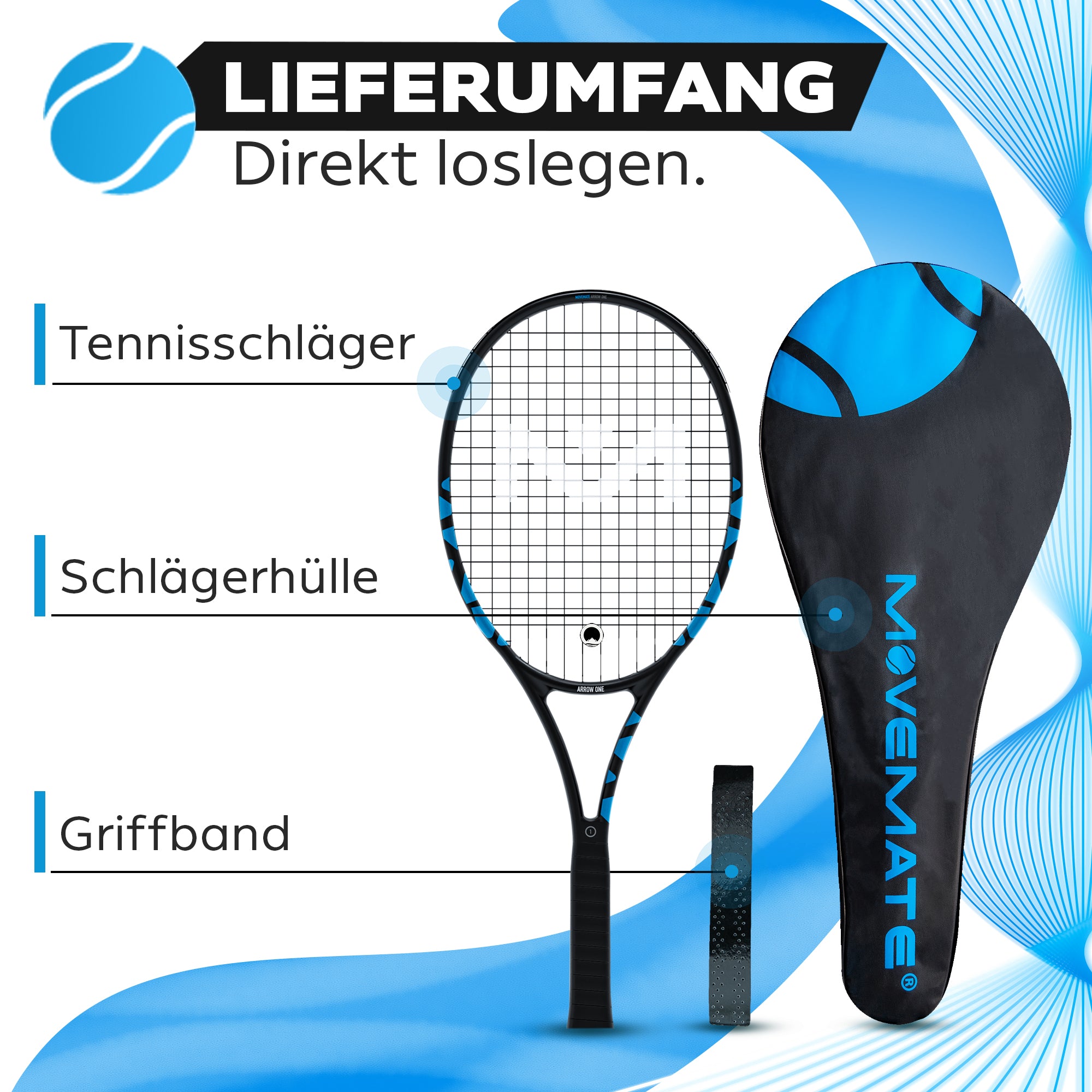 MOVEMATE® Tennisschläger Arrow One | Allrounder für Anfänger