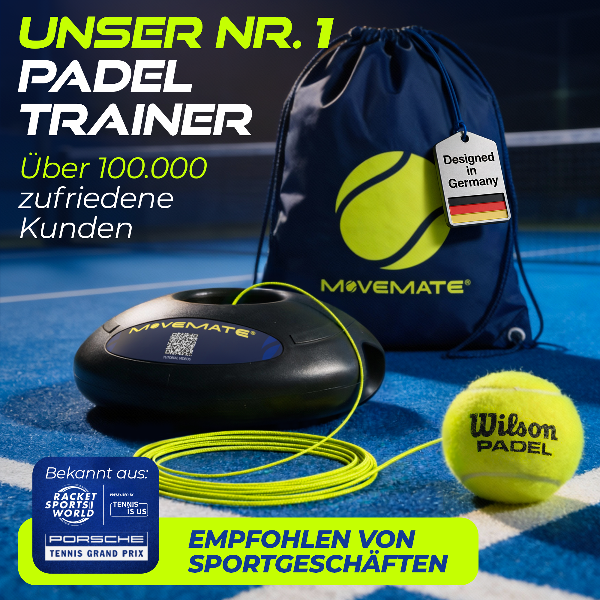 MOVEMATE Padel Trainer Set with Wilson® Padel Ball and Carry Bag