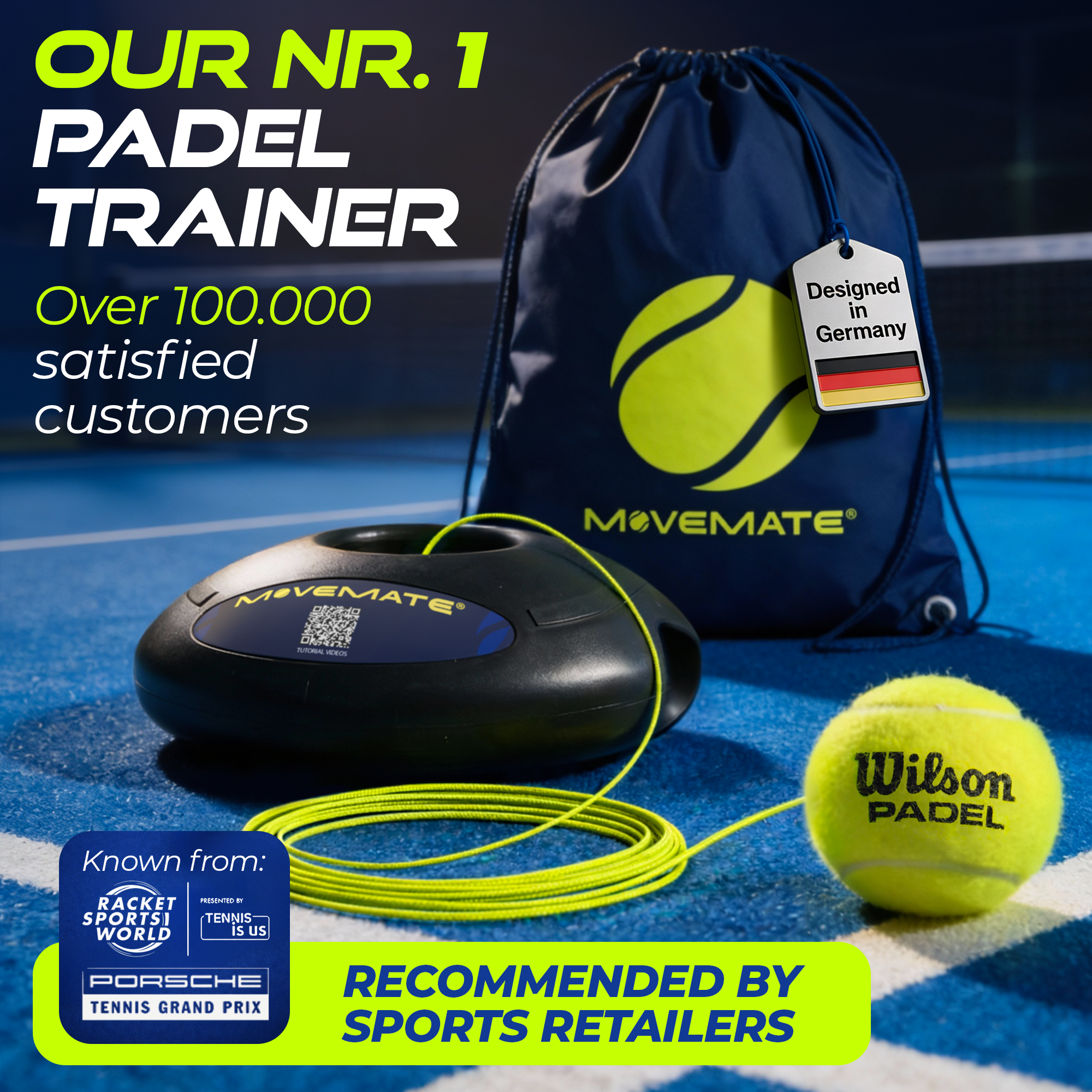 MOVEMATE Padel Trainer Set with Wilson® Padel Ball and Carry Bag