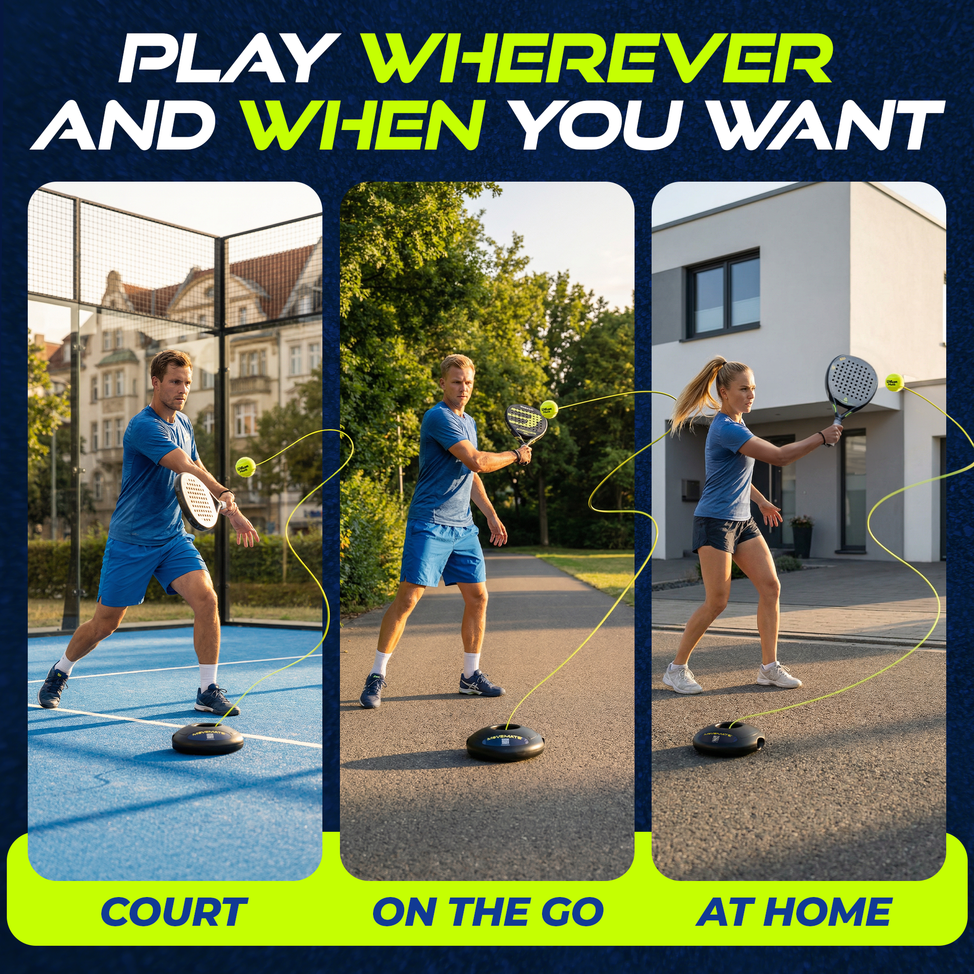 MOVEMATE Padel Trainer Set with Wilson® Padel Ball and Carry Bag