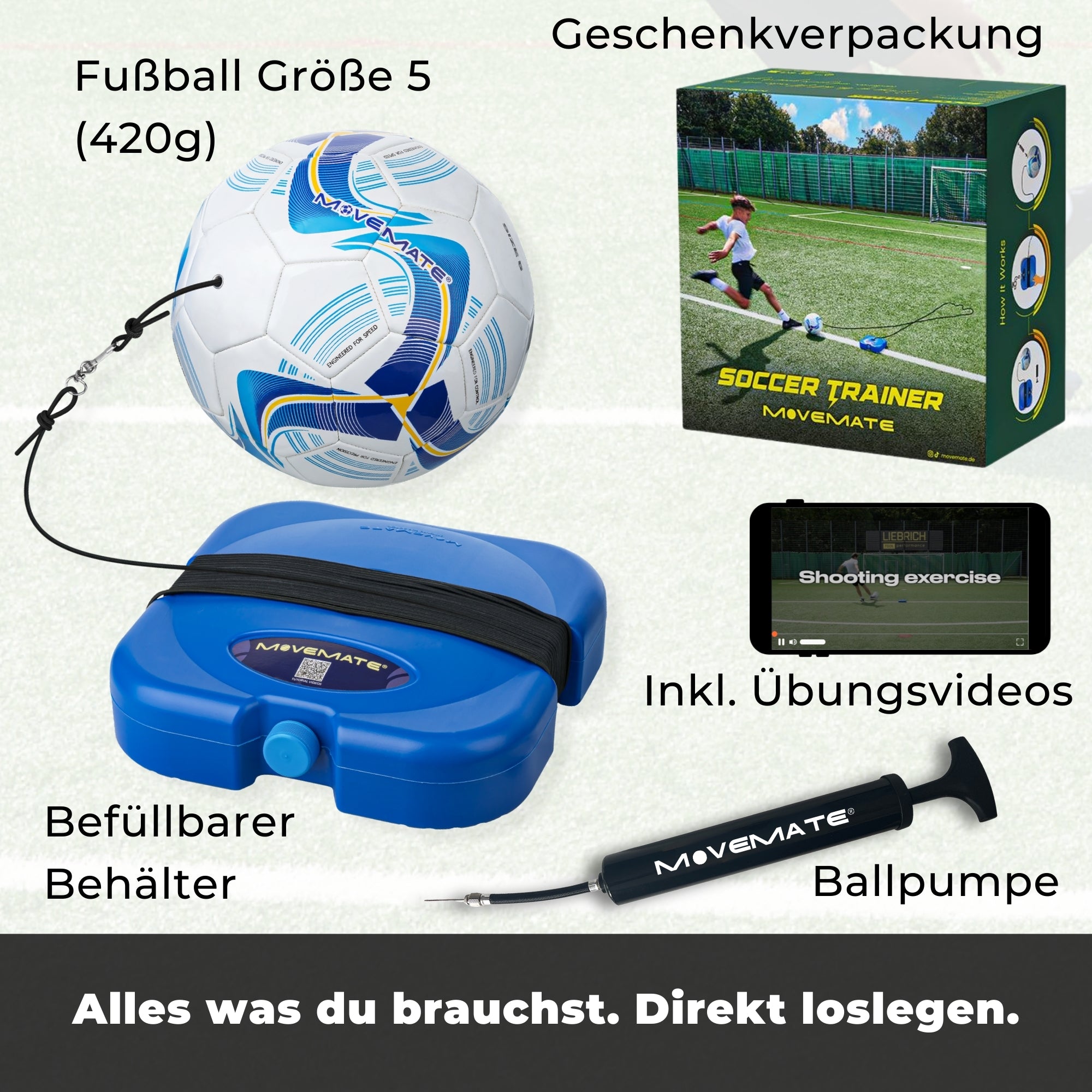 MOVEMATE® Fußball-Training Set inkl. Fußball mit Schnur