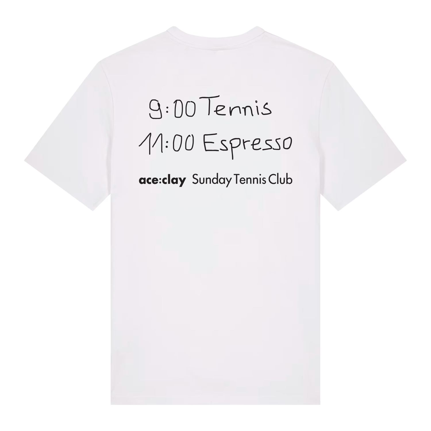 9:00 Tennis 11:00 Espresso - Weiß T-Shirt
