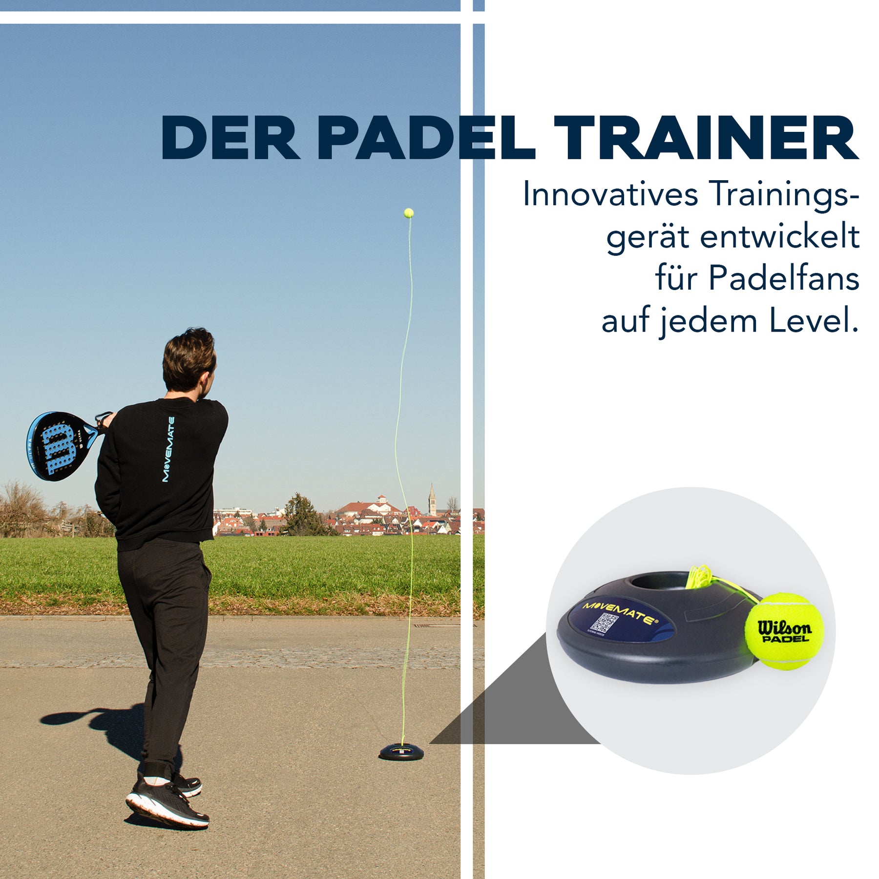 MOVEMATE Padel-Trainer Set mit Wilson® Padelball mit Tragetasche
