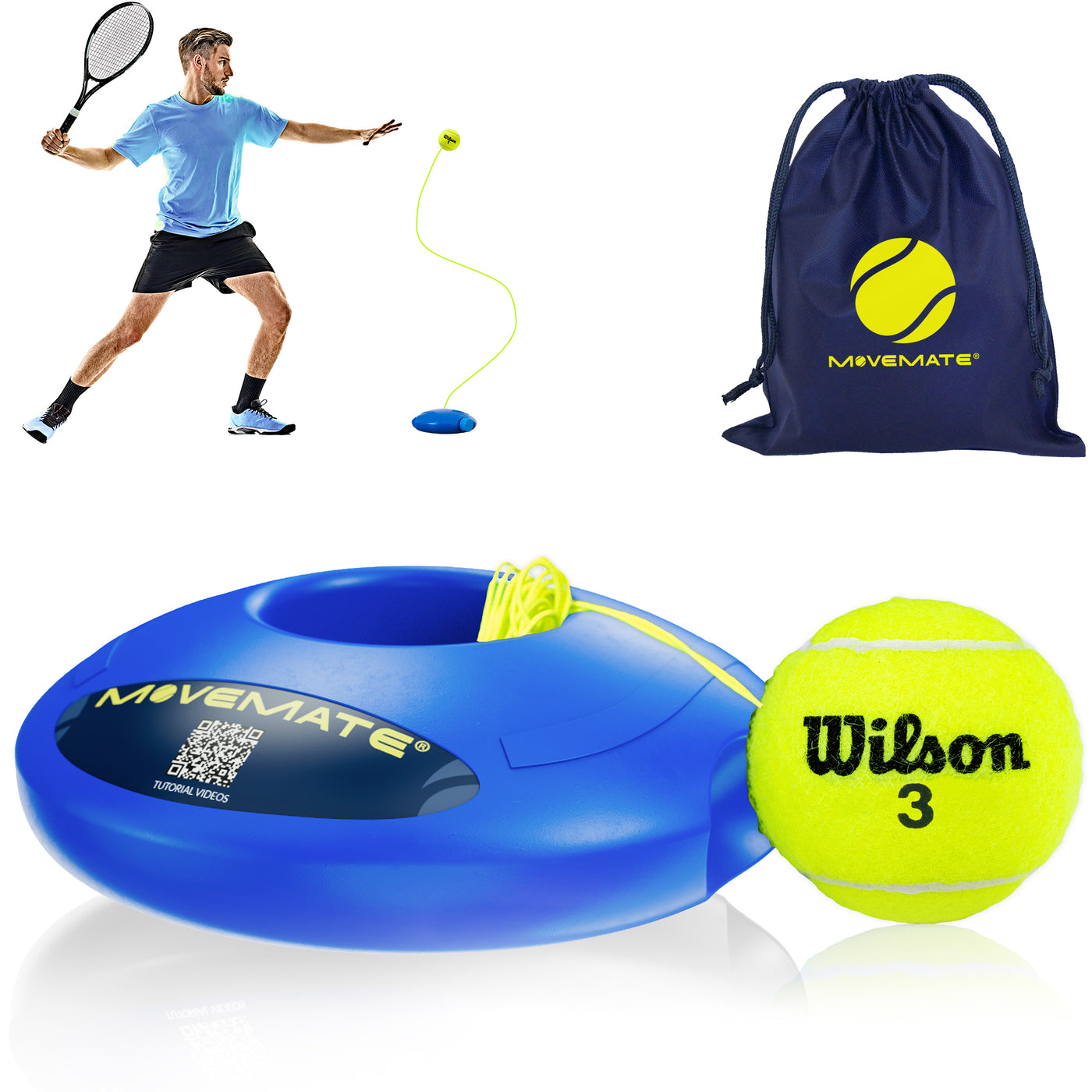 MOVEMATE Tennis-Trainer Set mit Wilson® Tennisball und Tragetasche